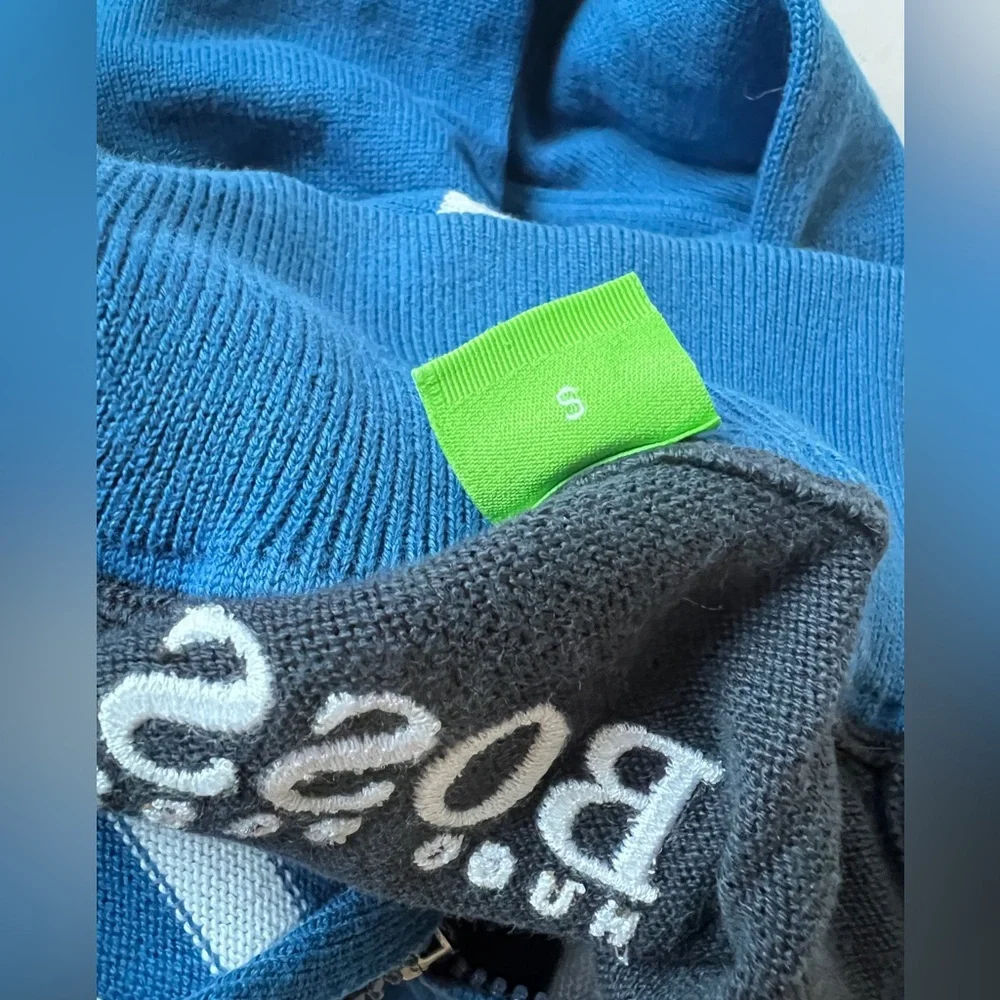 Hugo Boss Quarter Zip cotton Sweater BMW Masters 2012 Blue Black Size S unisex